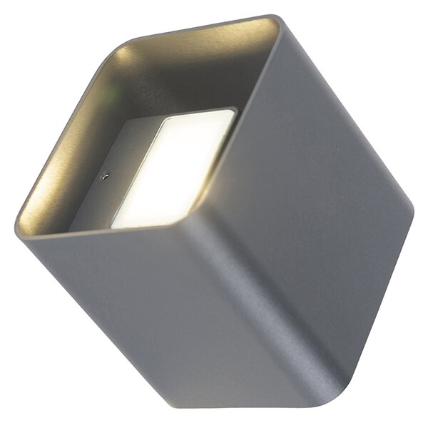 Applique moderna grigio scuro incl. LED IP54 quadrata - Evi