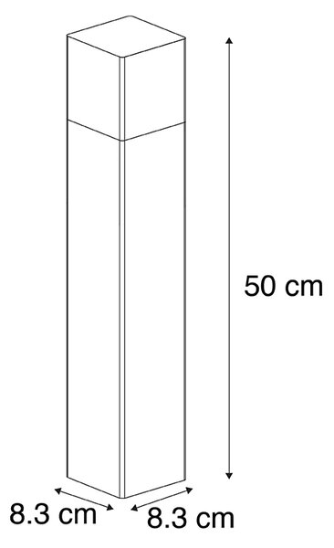 Paletto da esterno in vetro opale nero 50 cm con picchetto da terra e ghiera per cavi - Denmark