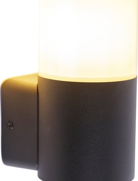 Lampada da parete per esterni moderna nera con diffusore opale IP44 - Odense