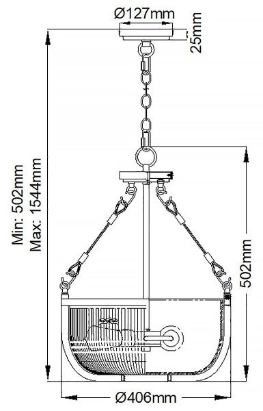 Quintiesse QN-ROUX3-NBR - Lampadario a catena ROUX 3xE27/60W/230V dorato