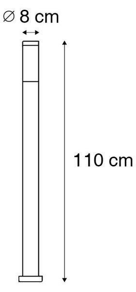 Lampada da esterno palo in acciaio 110 cm IP44 - Rox con picchetto da terra e pressacavo