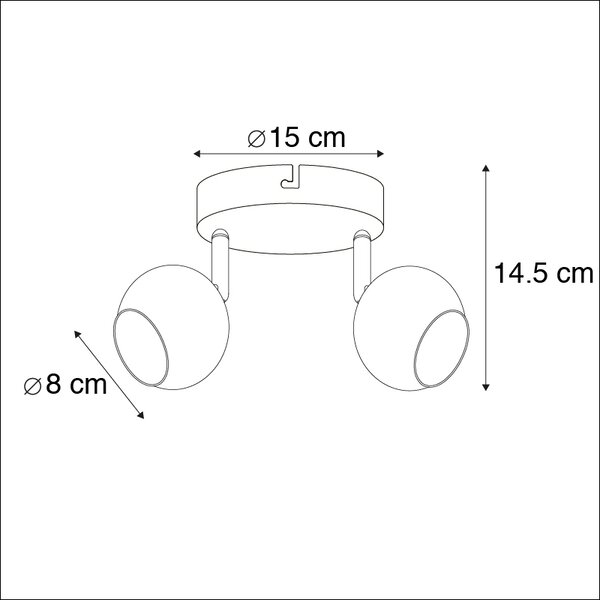 Faretto rotondo retrò in ottone con placca a soffitto 2 luci - Gissi