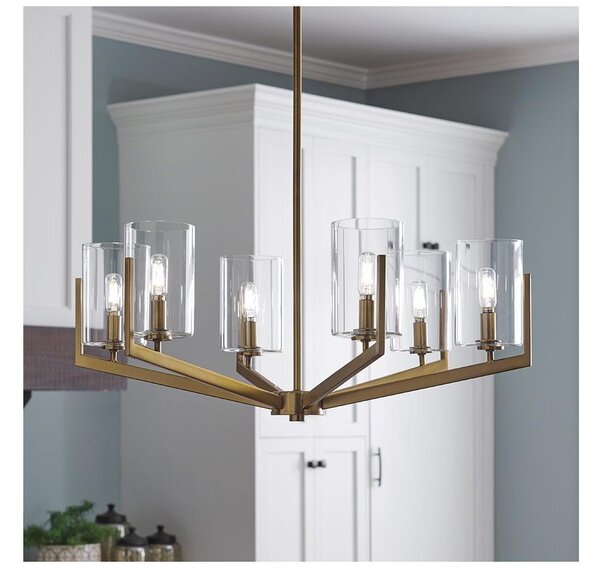 Quintiesse QN-NYE6-BNB - Lampadario a stelo NYE 6xE14/40W/230V dorato