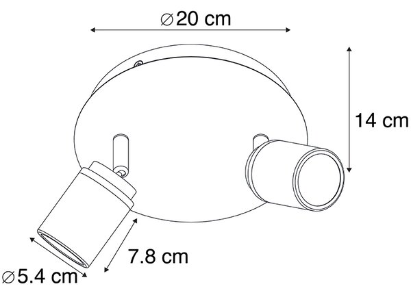 Faretto da bagno moderno in acciaio 2 luci IP44 - Ducha