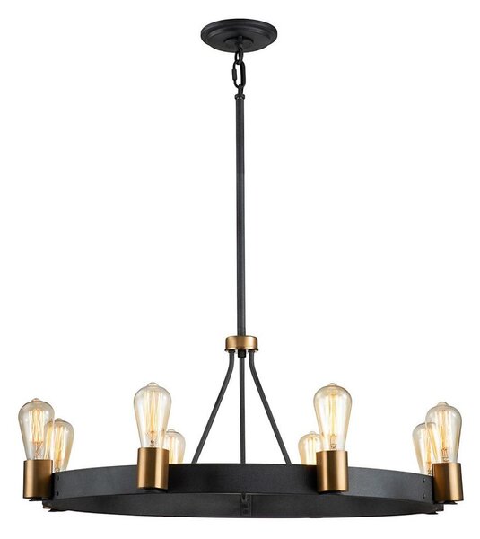 Quintiesse QN-SILAS-8P-DZ - Lampadario a stelo SILAS 8xE27/60W/230V nero/oro