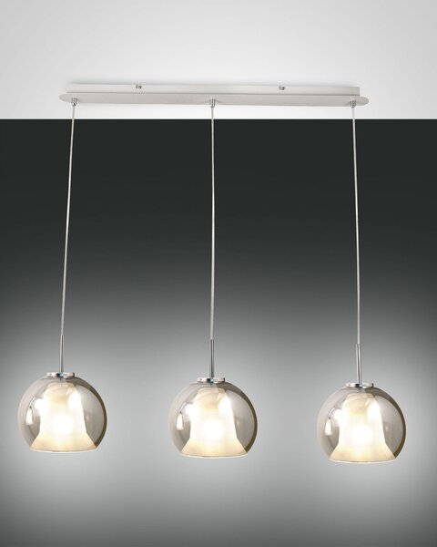 Fabas Luce Lampada a sospensione lineare a 3 luci struttura in metallo e diffusore in vetro - Bretagna