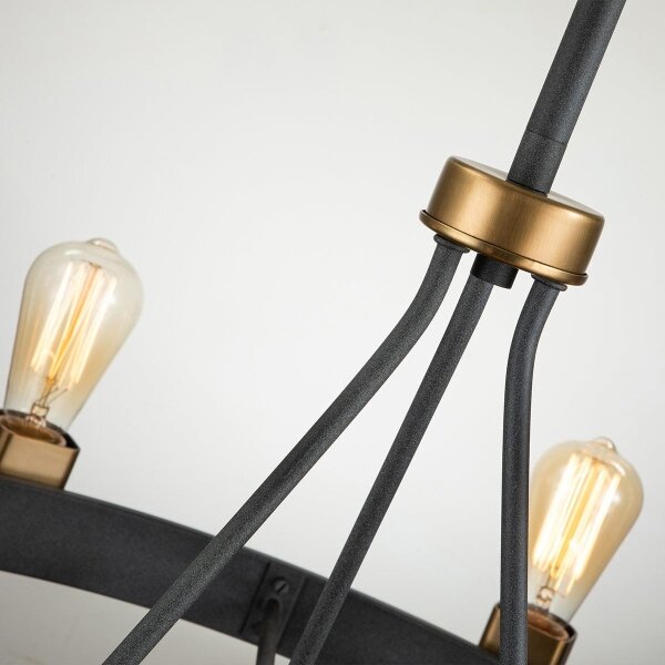 Quintiesse QN-SILAS-8P-DZ - Lampadario a stelo SILAS 8xE27/60W/230V nero/oro