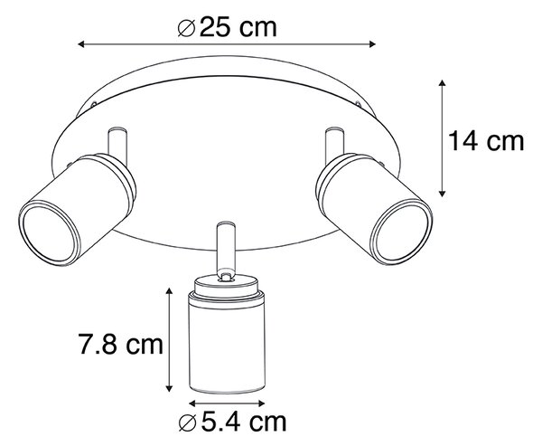 Faretto da bagno moderno in acciaio 3 luci IP44 - Ducha