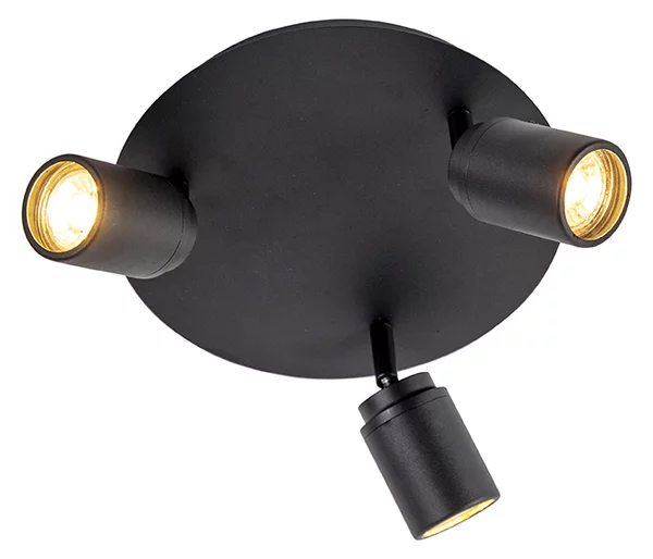 Faretto da bagno moderno nero 3 luci IP44 - Ducha