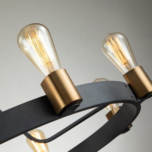 Quintiesse QN-SILAS-8P-DZ - Lampadario a stelo SILAS 8xE27/60W/230V nero/oro
