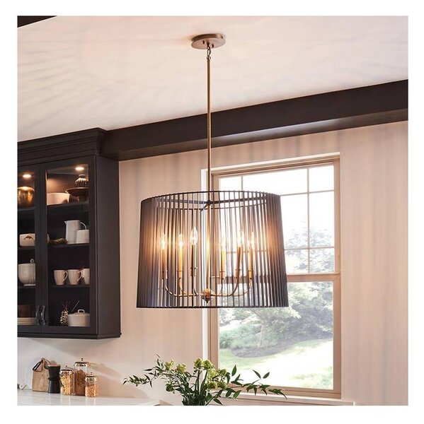 Quintiesse QN-LINARA-6P-BK - Lampadario a stelo LINARA 6xE14/60W/230V nero/oro