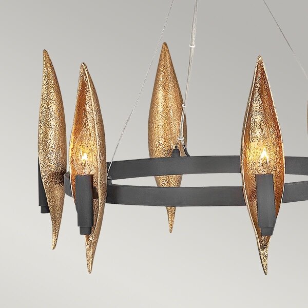 Quintiesse QN-WILLOW6-CBK - Lampadario sospeso su cavo WILLOW 6xE14/40W/230V oro/nero