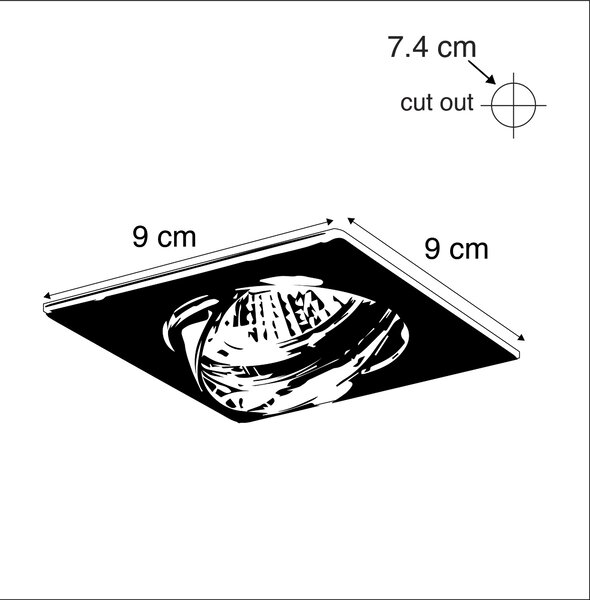 Set di 6 faretti da incasso orientabili acciaio quadrato - Edu