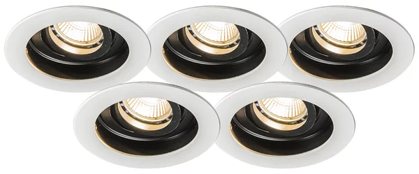 Faretto da incasso moderno bianco in acciaio set da 5 - Rondoo