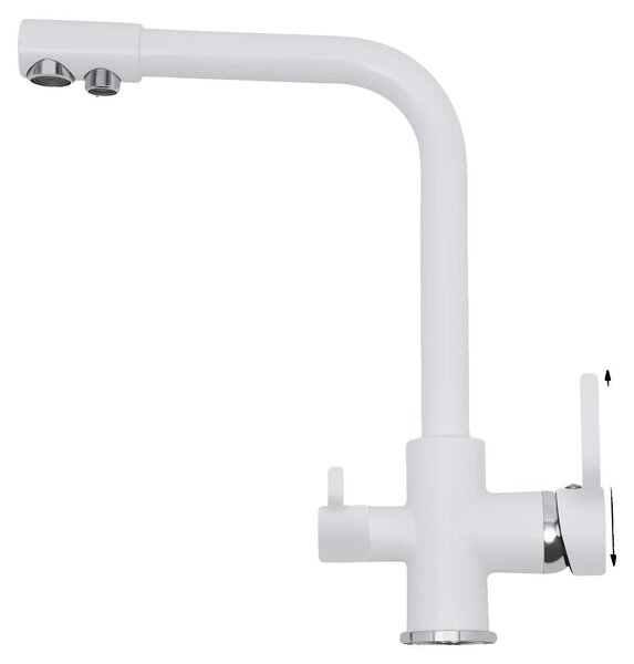 Rubinetto da cucina, girevole a 360°, design a doppia uscita, colore: bianco