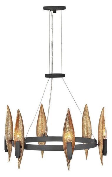 Quintiesse QN-WILLOW6-CBK - Lampadario sospeso su cavo WILLOW 6xE14/40W/230V oro/nero