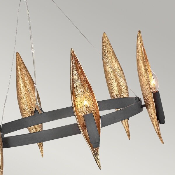 Quintiesse QN-WILLOW6-CBK - Lampadario sospeso su cavo WILLOW 6xE14/40W/230V oro/nero