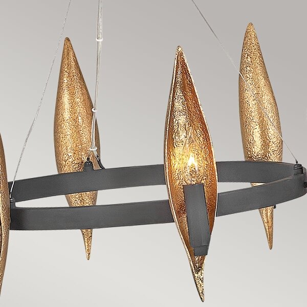 Quintiesse QN-WILLOW6-CBK - Lampadario sospeso su cavo WILLOW 6xE14/40W/230V oro/nero