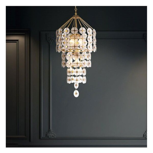 Quintiesse QN-MERIDIAN-9P-DG - Lampadario a sospensione MERIDIAN con catena 9xE14/40W/230V, finitura oro