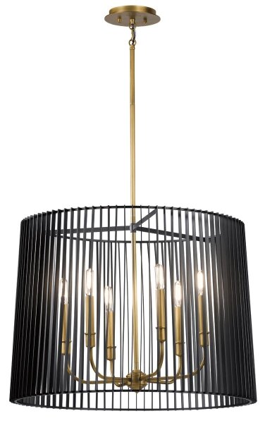Quintiesse QN-LINARA-6P-BK - Lampadario a stelo LINARA 6xE14/60W/230V nero/oro