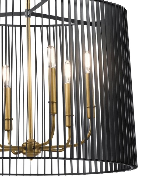 Quintiesse QN-LINARA-6P-BK - Lampadario a stelo LINARA 6xE14/60W/230V nero/oro