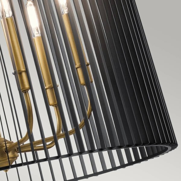 Quintiesse QN-LINARA-6P-BK - Lampadario a stelo LINARA 6xE14/60W/230V nero/oro