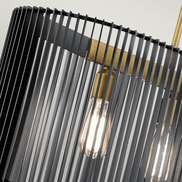Quintiesse QN-LINARA-ISLE-BK - Lampadario con asta LINARA 5xE27/60W/230V nero/oro
