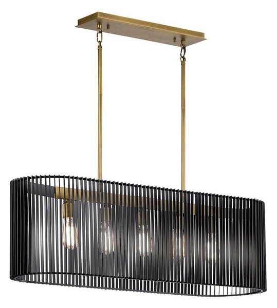 Quintiesse QN-LINARA-ISLE-BK - Lampadario con asta LINARA 5xE27/60W/230V nero/oro