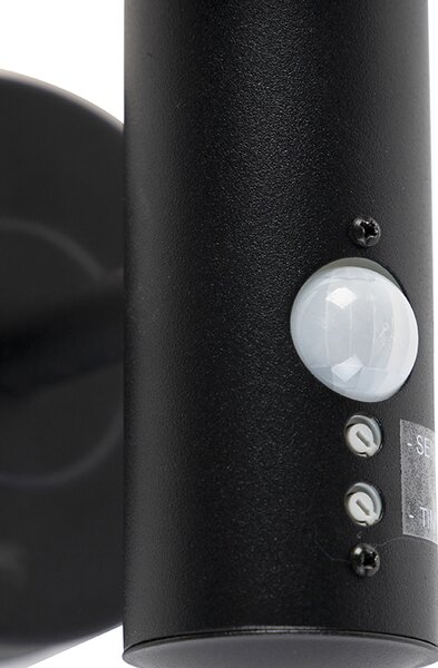 Lampada da parete per esterni nera con sensore di movimento IP44 - Gleam