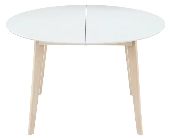 Tavolo da pranzo design rotondo allungabile bianco e legno L120-150 LEENA