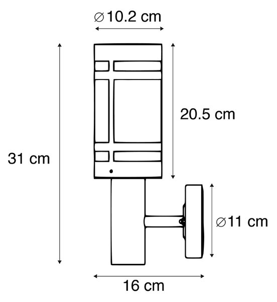 Lampada da parete per esterni moderna nera IP44 - Gleam
