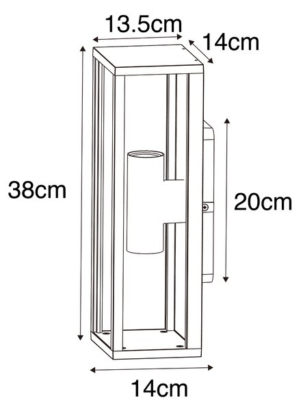 Lampada da parete industriale marrone ruggine 38 cm 2 luci IP44 - Charlois