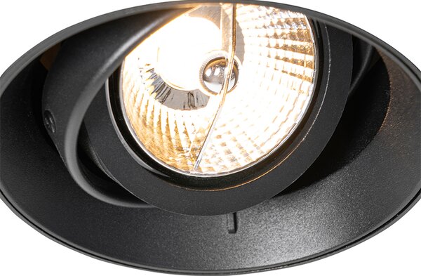 Set di 6 faretti da incasso moderni neri GU10 AR70 rotondi senza bordi - Oneon