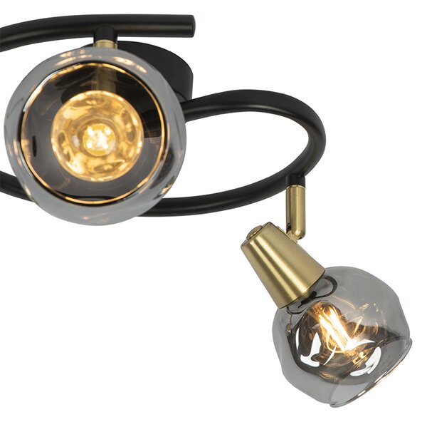 Plafoniera Art Déco vetro fumé nero 3 luci - VIDRO