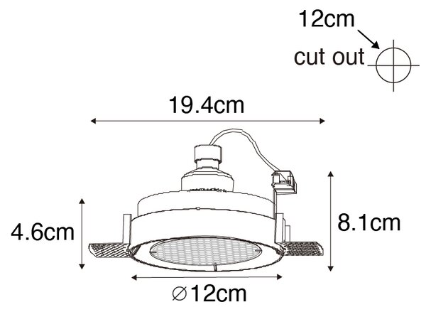 Set di 6 faretti da incasso moderni neri GU10 AR70 rotondi senza bordi - Oneon