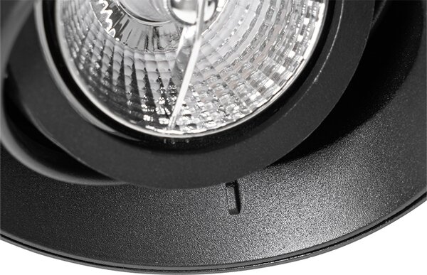 Set di 6 faretti da incasso moderni neri GU10 AR70 rotondi senza bordi - Oneon