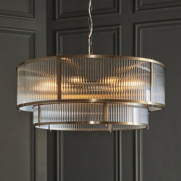 Endon 119456 - Lampadario a catena RIDGETON 8xE14/7W/230V in ottone