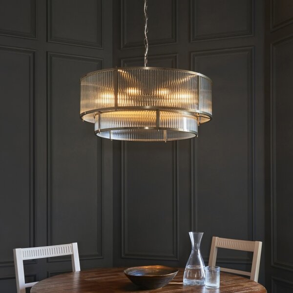 Endon 119456 - Lampadario a catena RIDGETON 8xE14/7W/230V in ottone
