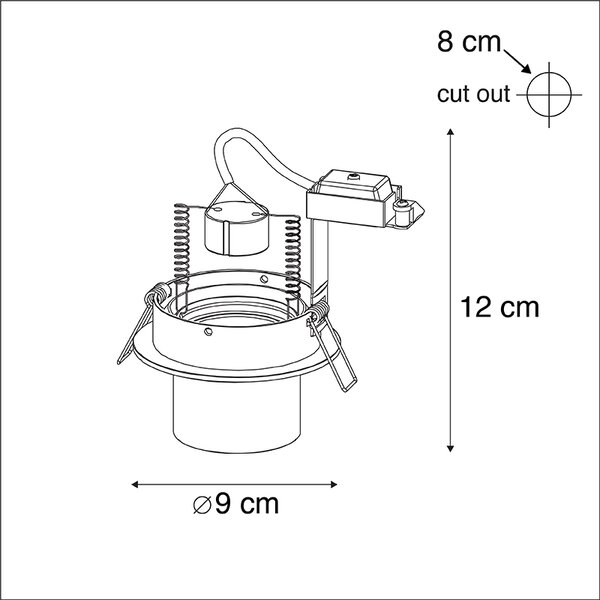 Set di 6 faretti da incasso moderni neri rotondi inclinabili - Installa