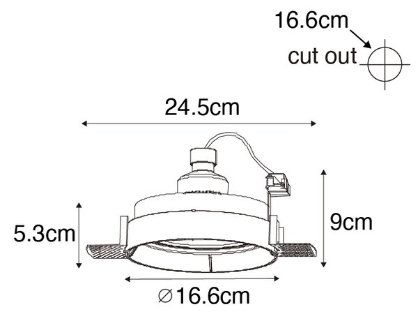 Faretto da incasso moderno nero GU10 AR111 rotondo senza cornice - Oneon Honey