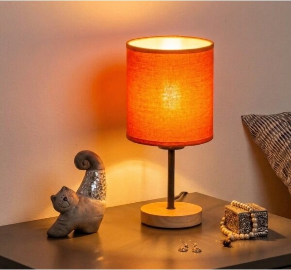 Brilagi - Lampada da tavolo NUBILA WOOD 1xE27/25W/230V rovere/nero/arancione