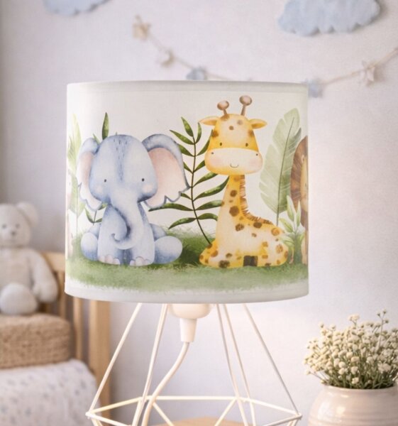 Lampada da tavolo per bambini KIDS ROOM, 1xE27/60W/230V, diametro 18 cm, motivo giungla