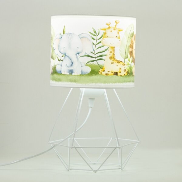 Lampada da tavolo per bambini KIDS ROOM, 1xE27/60W/230V, diametro 18 cm, motivo giungla