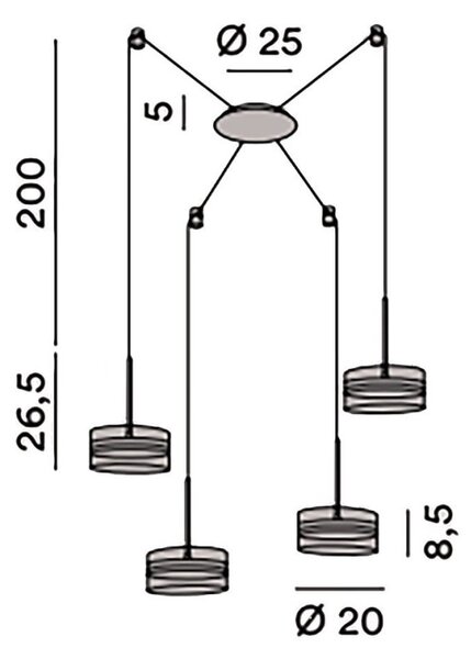 Lampadario perenz aere 8217 or lc led 3000k led oro rosa - Perenz
