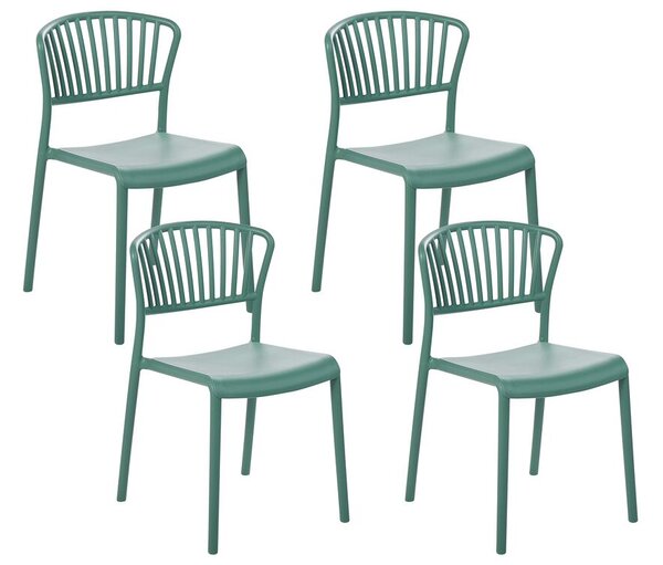 Set 4 sedie da pranzo interno ed esterno in plastica verde Beliani
