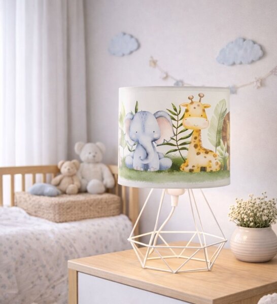 Lampada da tavolo per bambini KIDS ROOM, 1xE27/60W/230V, diametro 18 cm, motivo giungla