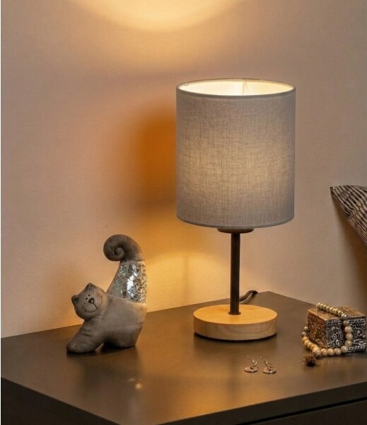 Brilagi - Lampada da tavolo NUBILA WOOD 1xE27/25W/230V rovere/nero/grigio chiaro
