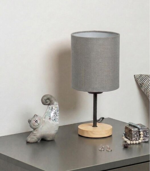 Brilagi - Lampada da tavolo NUBILA WOOD 1xE27/25W/230V rovere/nero/grigio chiaro
