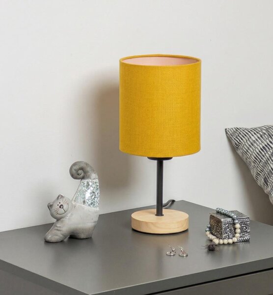 Brilagi - Lampada da tavolo NUBILA WOOD 1xE27/25W/230V rovere/nero/giallo