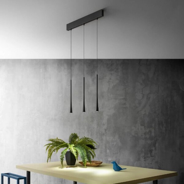 Lampadario moderno gea luce dafne s3p fda3pn led nero alluminio - Gea Luce